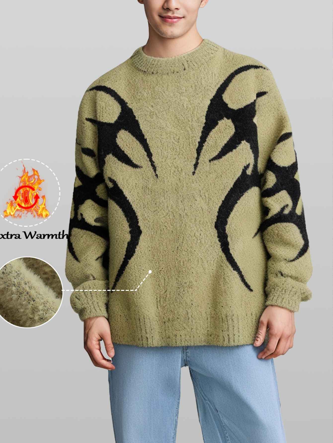 Drop Shoulder Knit Pullover Sweater for Male